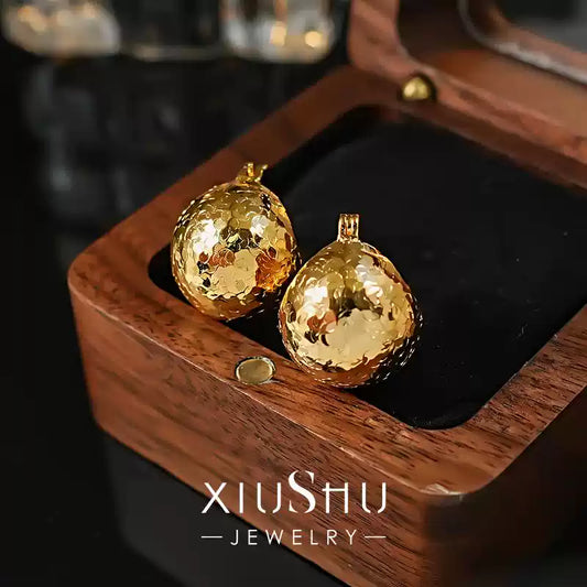 XIUSHU Sterling Silver Sequined Ball Earrings
