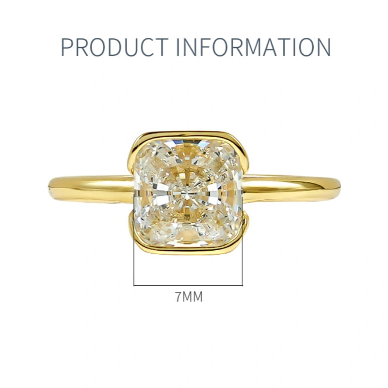 XIUSHU 2 CT Solitaire Ring in Solid S925 Sterling Silver