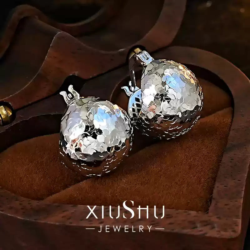 XIUSHU Sterling Silver Sequined Ball Earrings