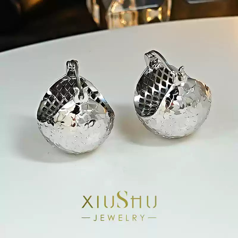 XIUSHU Sterling Silver Sequined Ball Earrings
