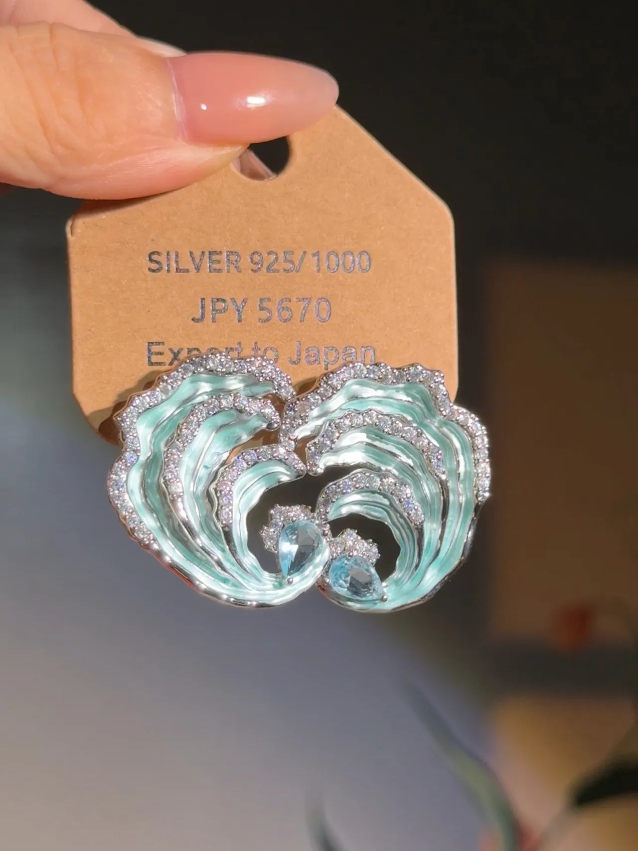 Wave Earrings with Zircon & Enamel – Ocean-Inspired Jewelry for Women