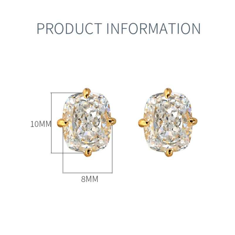 XIUSHU 4CT Shining Square Cubic Zirconia Sterling Silver Earrings