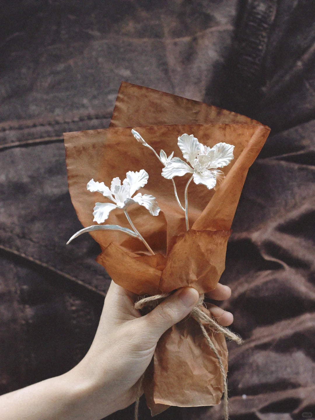 Elegant Handmade Iris Bouquet in 950 Sterling Silver