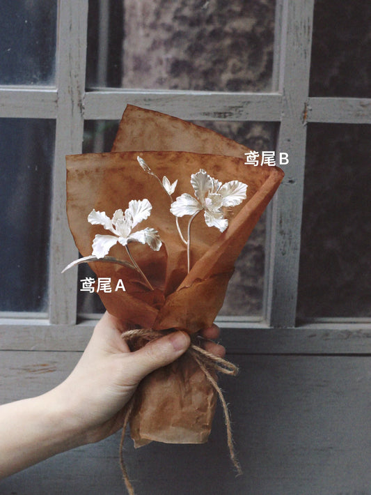 Elegant Handmade Iris Bouquet in 950 Sterling Silver