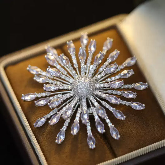 TONGSONG Waterdrop Zirconia Firework Brooch