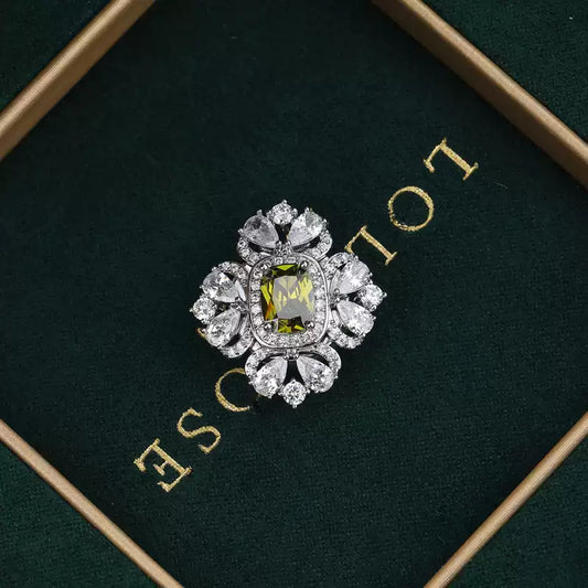 TONGSONG Magnetic Clasp Olive Green Crystal Brooch