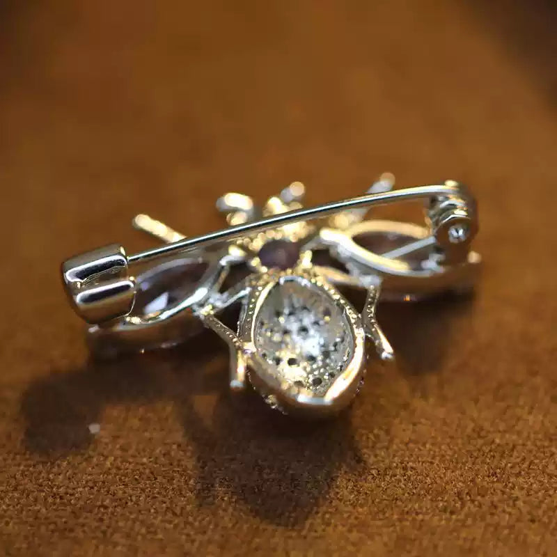 TONGSONG Violet Zircon Bee Brooch - Nature Inspired Statement Pin