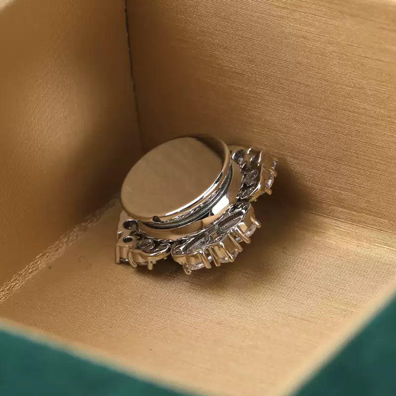 TONGSONG Magnetic Clasp Olive Green Crystal Brooch