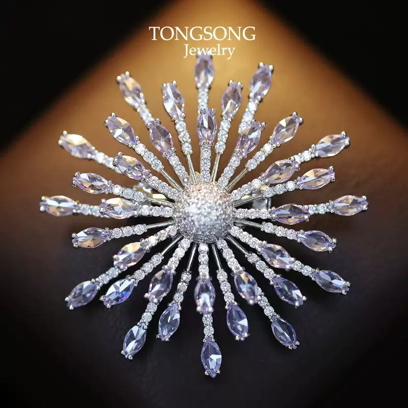TONGSONG Waterdrop Zirconia Firework Brooch