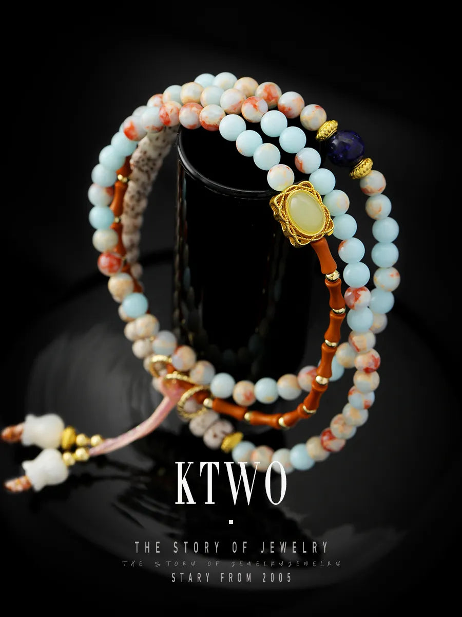 KTWO Stackable Layered Lapis Lazuli Colorful Bracelet Necklace