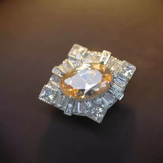 TONGSONG Champagne Gold Zircon Magnetic Clasp Brooch