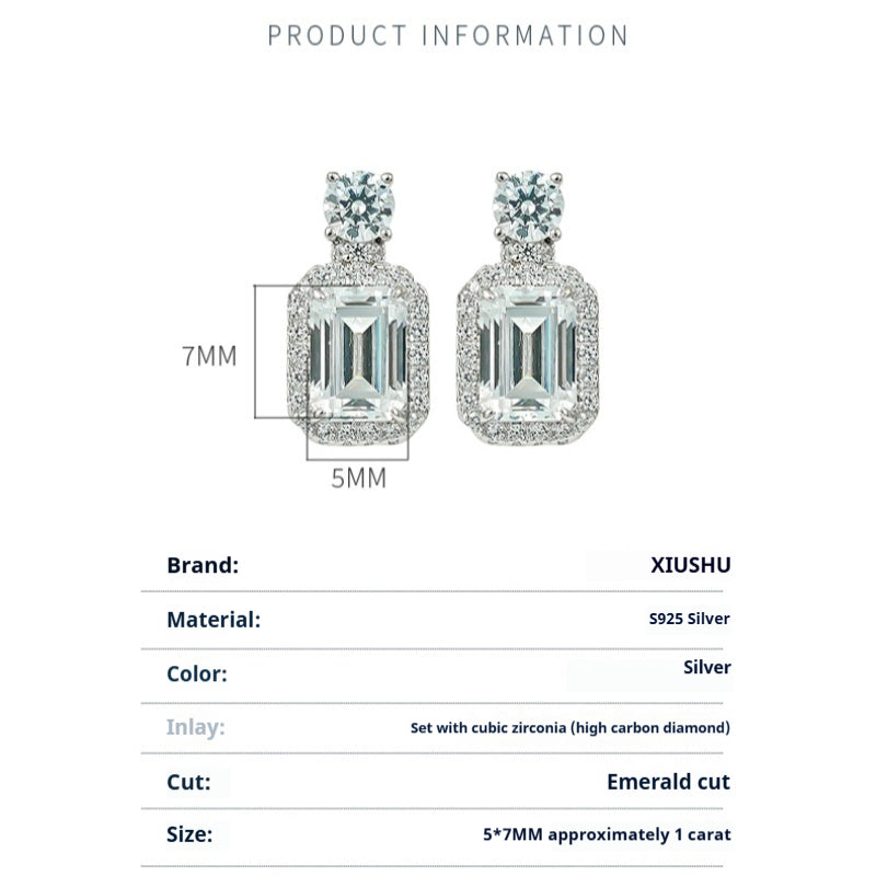 XIUSHU White Cubic Zirconia Perfume Bottle Stud Earrings Sterling Silver