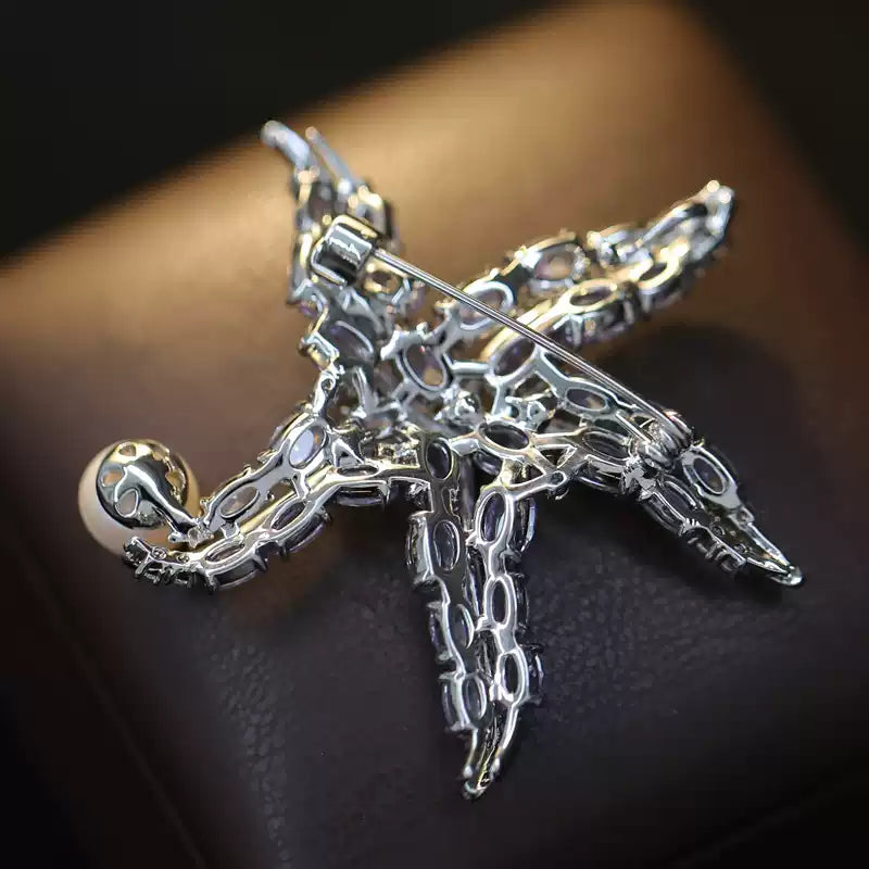TONGSONG Starfish Brooch with Freshwater Pearls