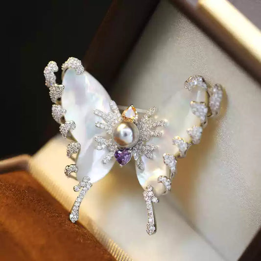 Vintage butterfly brooch in a jewelry box