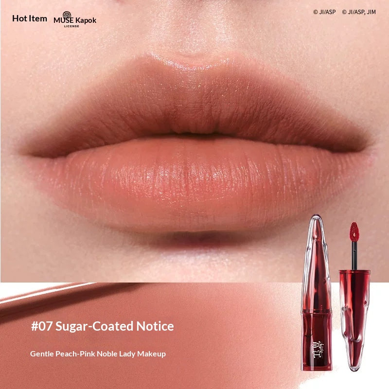 The shade 07 of the limited edition Junji Ito × Little ONDINE Tomie Velvet Liquid Lip Mousse, featuring a velvety, comfortable formula infused with botanical extracts.