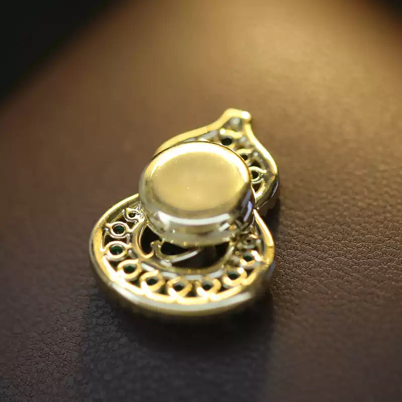 TONGSONG Emerald Green Micro-Set CZ Gourd Magnetic Clasp Brooch