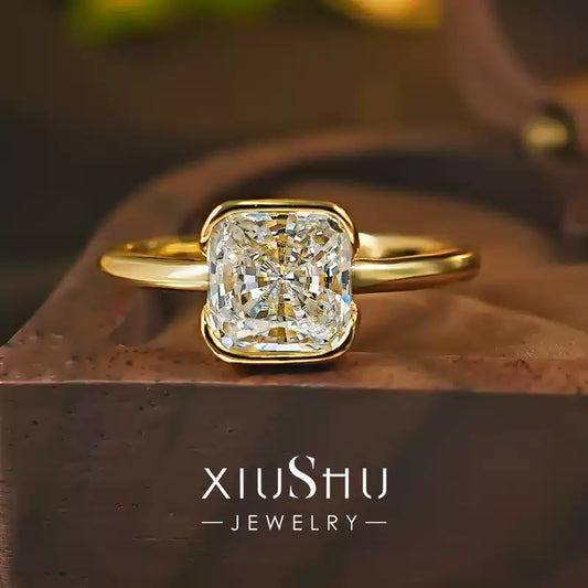 XIUSHU 2 CT Solitaire Ring in Solid S925 Sterling Silver