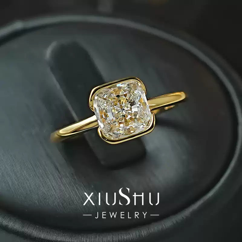 XIUSHU 2 CT Solitaire Ring in Solid S925 Sterling Silver
