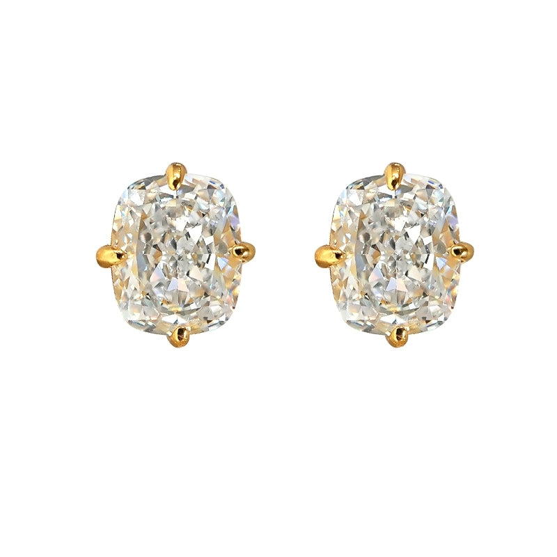 XIUSHU 4CT Shining Square Cubic Zirconia Sterling Silver Earrings