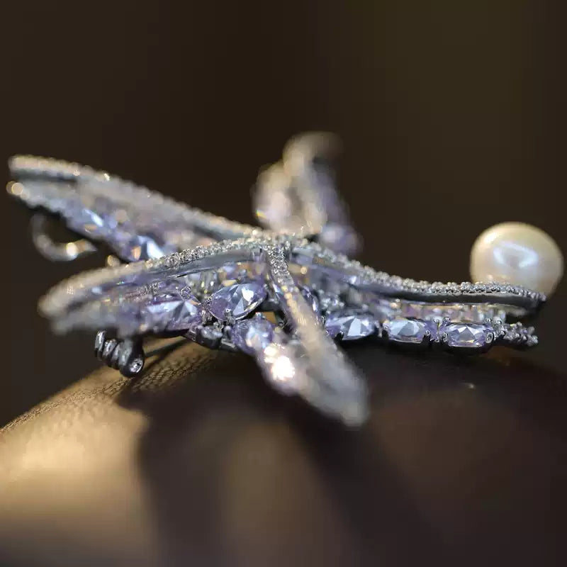 TONGSONG Starfish Brooch with Freshwater Pearls