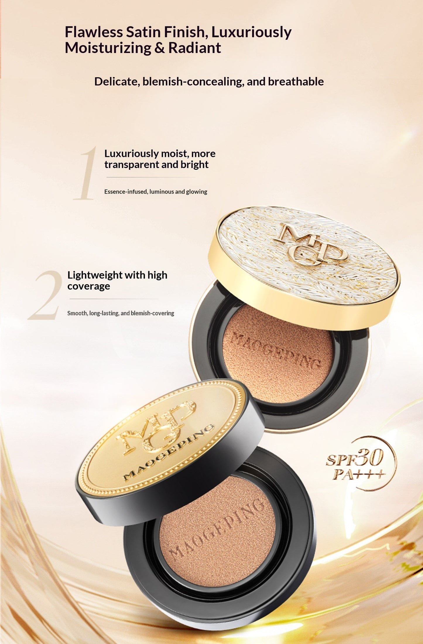 MAOGEPING Foundation — Black and White Wing Caviar Cushion