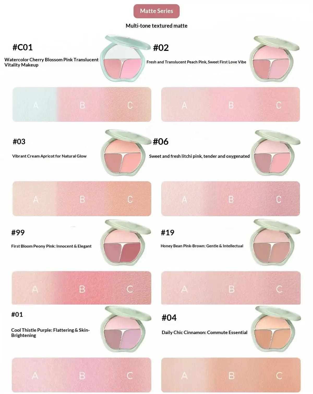 Timage Blush Palette – 3-in-1: Highlight, Contour & Flush