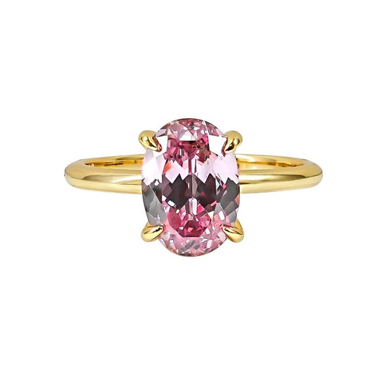 XIUSHU 2.5 CT Pink Tourmaline Sterling Silver Minimalist Dainty Solitaire Ring