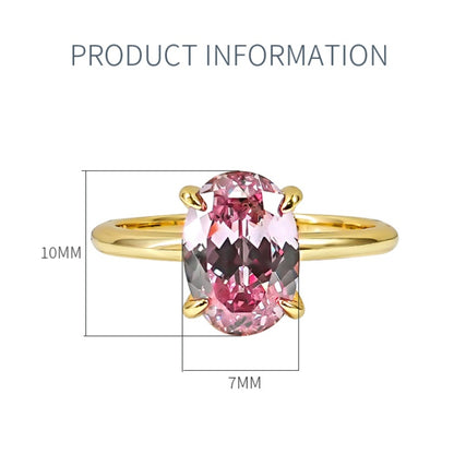 XIUSHU 2.5 CT Pink Tourmaline Sterling Silver Minimalist Dainty Solitaire Ring