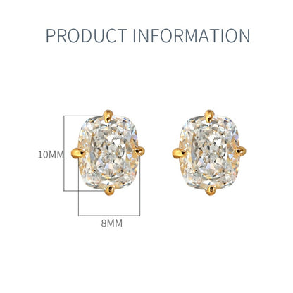 XIUSHU 4CT Shining Square Cubic Zirconia Sterling Silver Earrings
