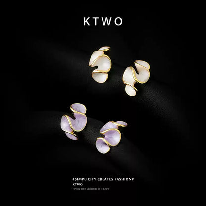KTWO Tiny White and Lavender Enamel Stud Earrings