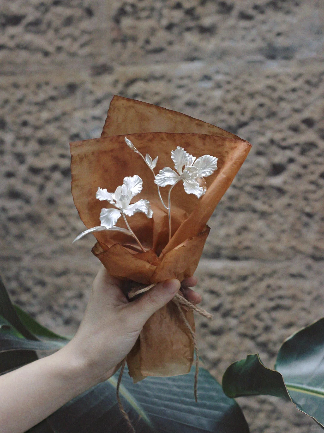 Elegant Handmade Iris Bouquet in 950 Sterling Silver