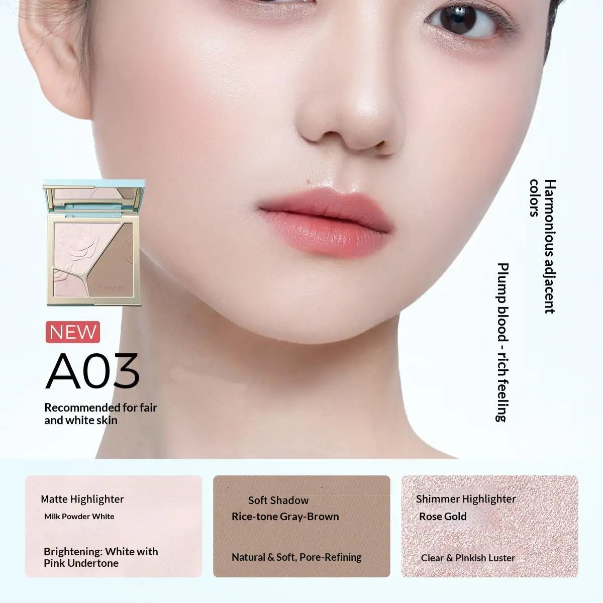 TIMAGE Contour Palette – 3-in-1 Matte Highlight & Shadow for 3D Lift