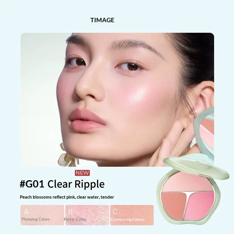 Timage Blush Palette – 3-in-1: Highlight, Contour & Flush