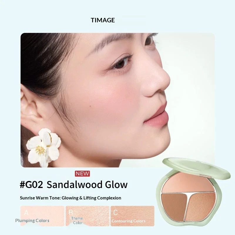 Timage Blush Palette – 3-in-1: Highlight, Contour & Flush