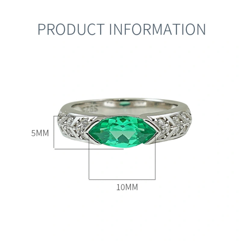 XIUSHU 1 CT Lab-Created Gemstone Teal Paraiba Marquise Ring in Sterling Silver