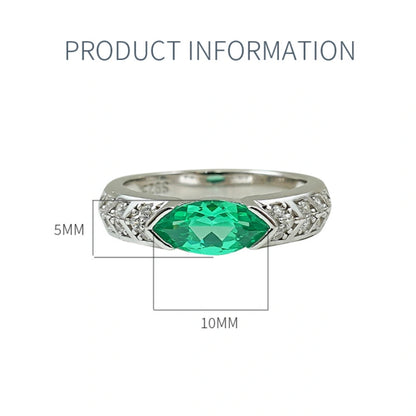 XIUSHU 1 CT Lab-Created Gemstone Teal Paraiba Marquise Ring in Sterling Silver