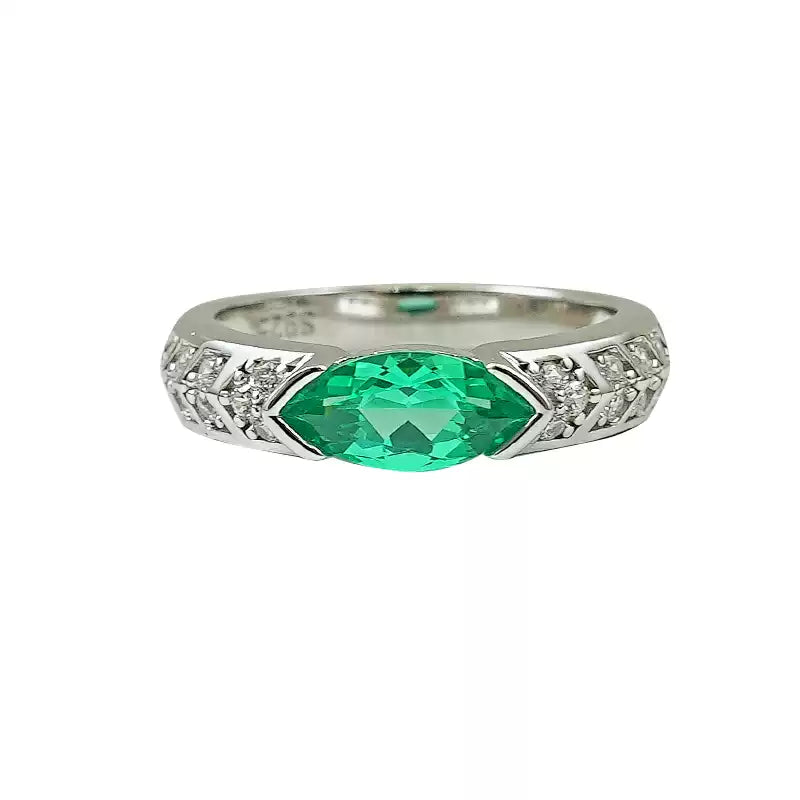 XIUSHU 1 CT Lab-Created Gemstone Teal Paraiba Marquise Ring in Sterling Silver