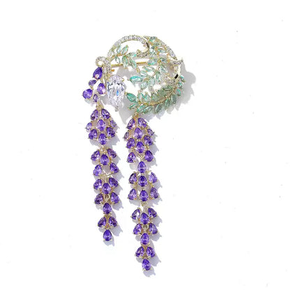 TONGSONG Wisteria Brooch Crystal Cascade With Purple-Tone Fringe