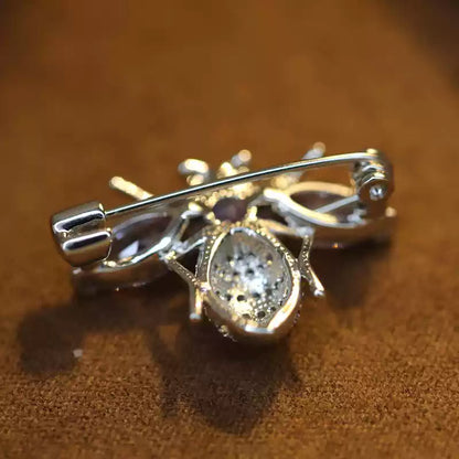 TONGSONG Violet Zircon Bee Brooch - Nature Inspired Statement Pin