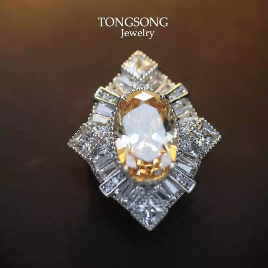 TONGSONG Champagne Gold Zircon Magnetic Clasp Brooch