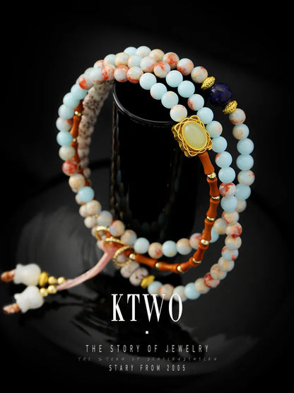 KTWO Stackable Layered Lapis Lazuli Colorful Bracelet Necklace
