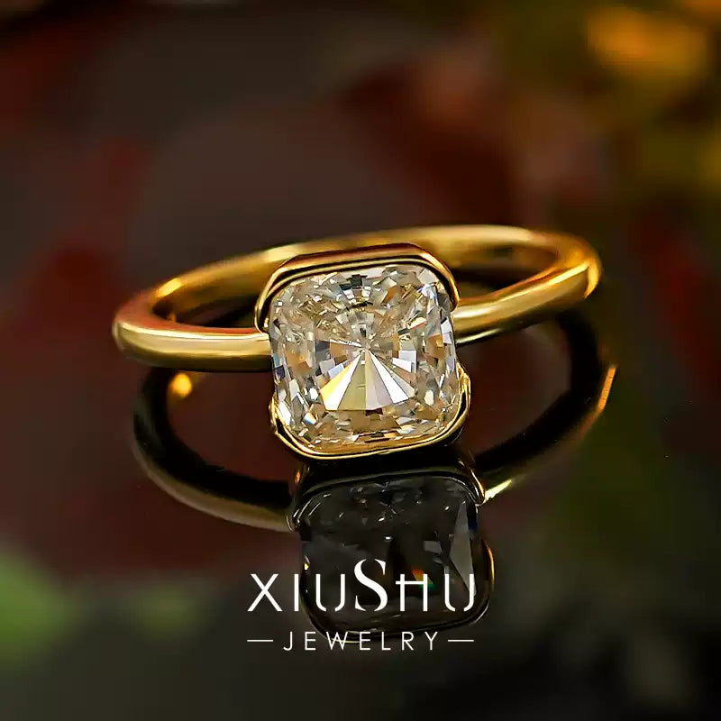 XIUSHU 2 CT Solitaire Ring in Solid S925 Sterling Silver