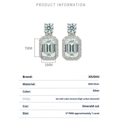 XIUSHU White Cubic Zirconia Perfume Bottle Stud Earrings Sterling Silver