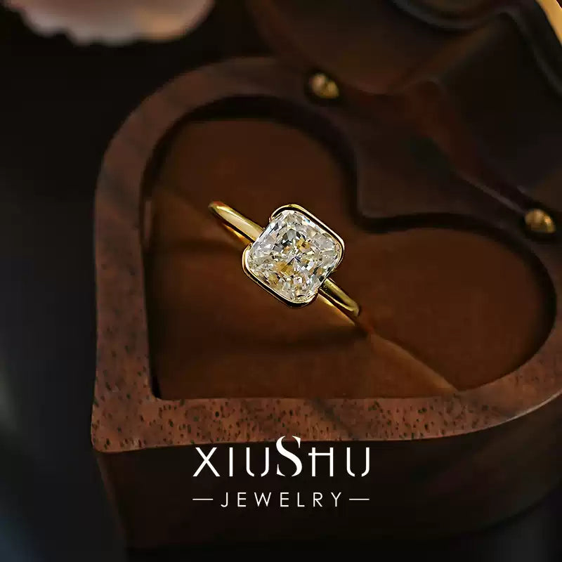 XIUSHU 2 CT Solitaire Ring in Solid S925 Sterling Silver