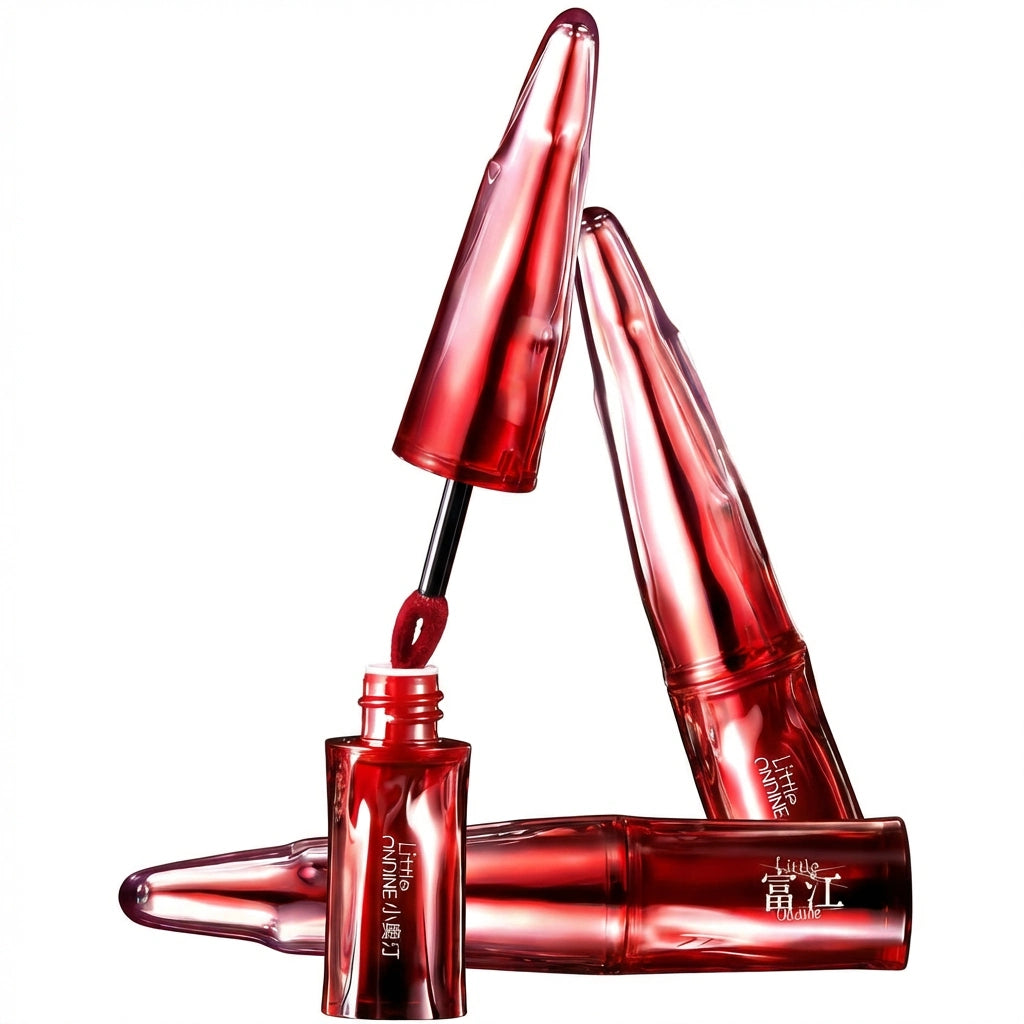  Junji Ito × Little ONDINE Tomie Velvet Liquid Lip Mousse limited edition tube on white background.