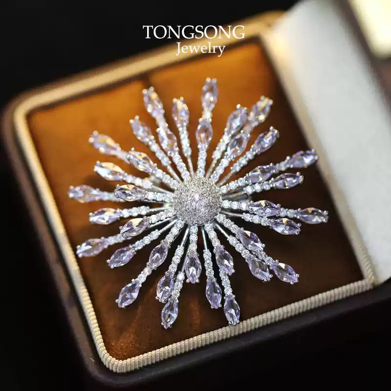 TONGSONG Waterdrop Zirconia Firework Brooch