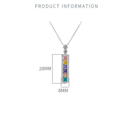 XIUSHU Mixed Color Cubic Zirconia Rectangular Necklace Sterling Silver