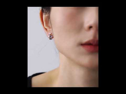 KTWO Tiny White and Lavender Enamel Stud Earrings
