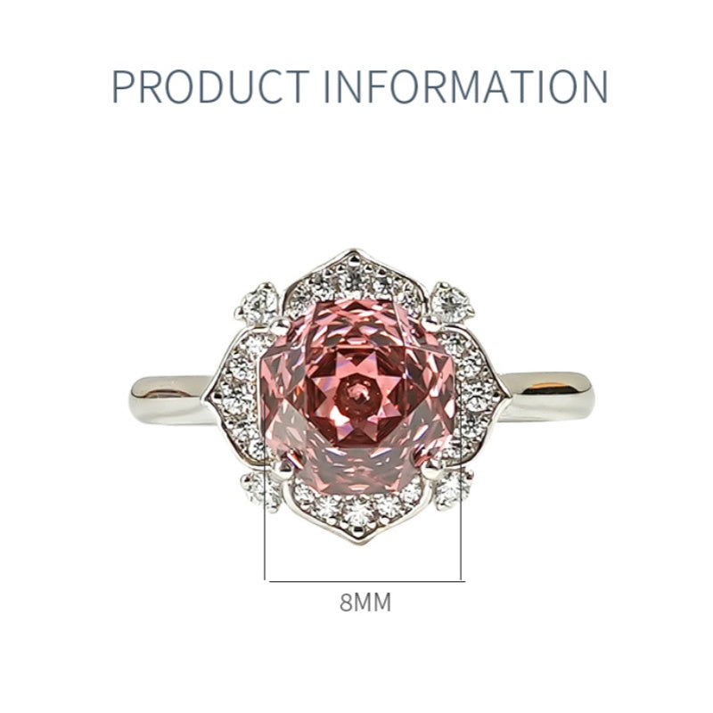 XIUSHU Rose Design Lab Grown Gemstone Sterling Silver Ring