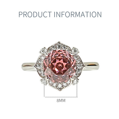 XIUSHU Rose Design Lab Grown Gemstone Sterling Silver Ring
